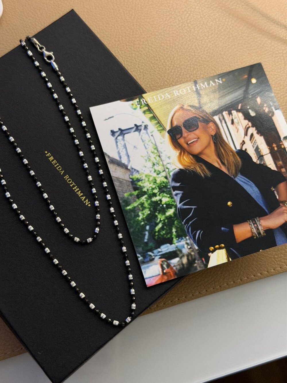 FREIDA ROTHMAN Vault - Italian Chain - Black and Silver Chain Necklace - 24 inch